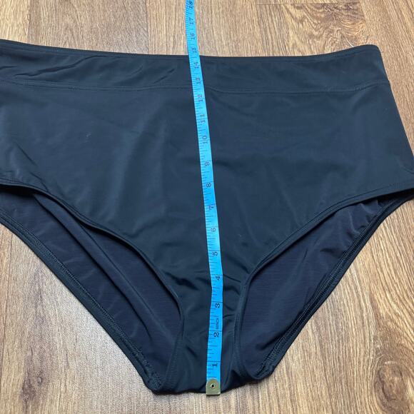 Lands End Solid Black Bikini Bottom Mid Rise Plus Size 1X Brief Banded Waist - Picture 4 of 5